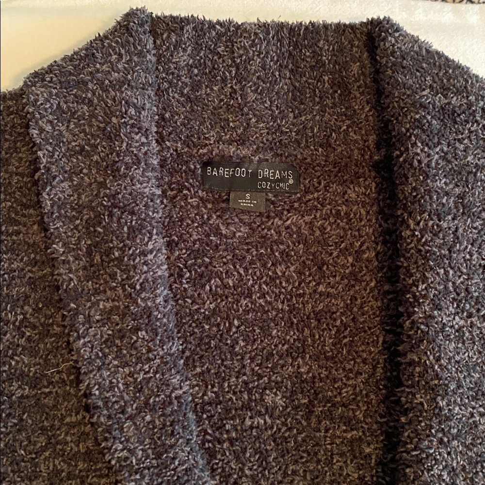 Barefoot Dreams Men's Shawl Collar Cardigan Heathered Carbon and Black Small - Picture 6 of 16